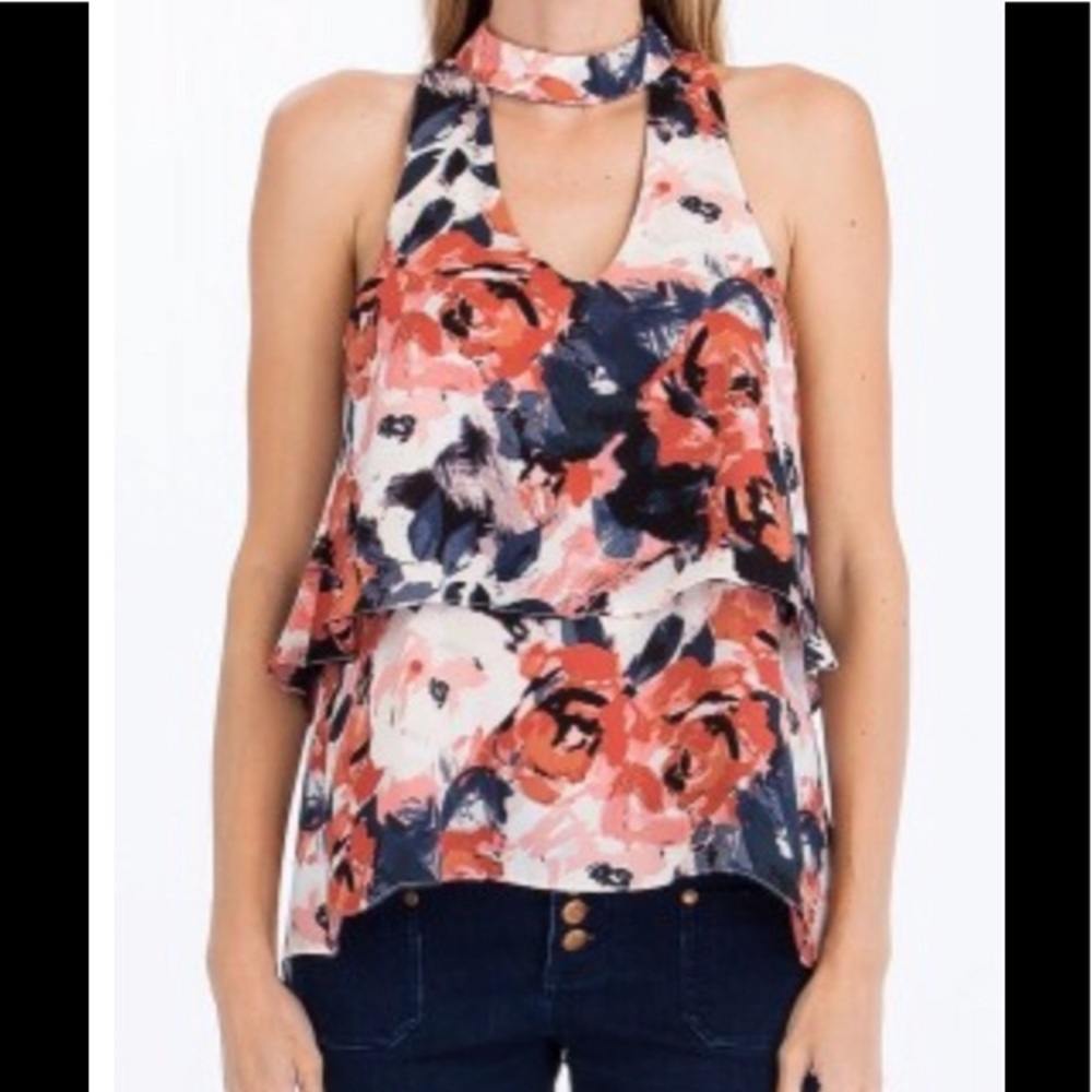 !NEW! Beautiful floral choker top pink mauve blue